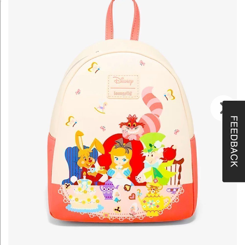Loungefly Disney Alice in Wonderland Pink Tea Party Mini Backpack NWT